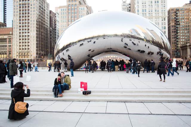 'The Bean', or Cloud Gate, in Millennium Park, Chicago, sculpted by Indian-born British artist Sir Anish Kapoor is one of Chicago’s flagship architectural landmarks