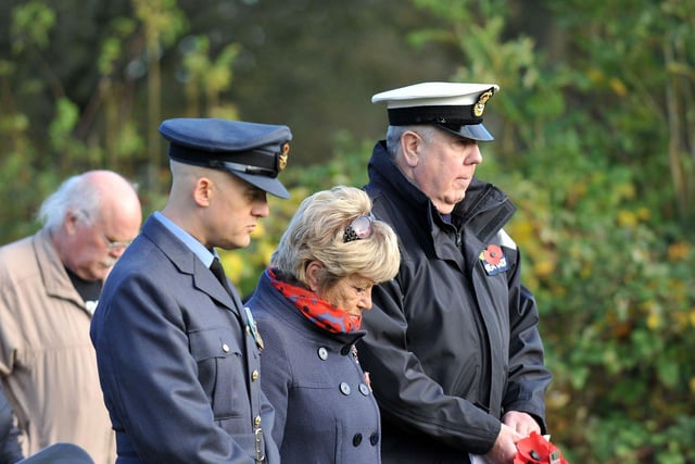 Ann Clouston OBE with members of the Royal Air Force and Sea Cadets during the service.
