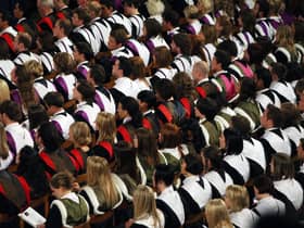 Graduates from Edinburgh University celebrate after a graduation ceremony at the McEwan Hall in the centre of Edinburgh. Picture: PA