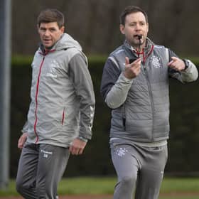 Rangers manager Steven Gerrard and assistant Michael Beale back in 2020.
