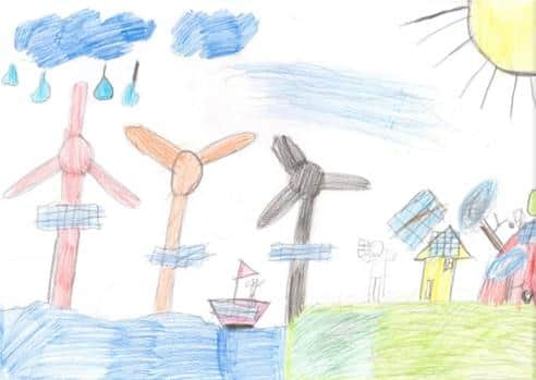 Renewable power has a big part to play in the future Lewis, from Tiree High School, imagines for his home island