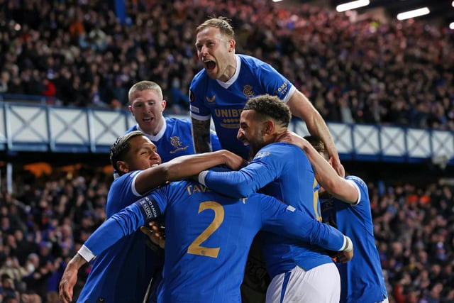 Rangers celebrate making it 2-2 on the night at Ibrox (Photo by Alan Harvey / SNS Group)