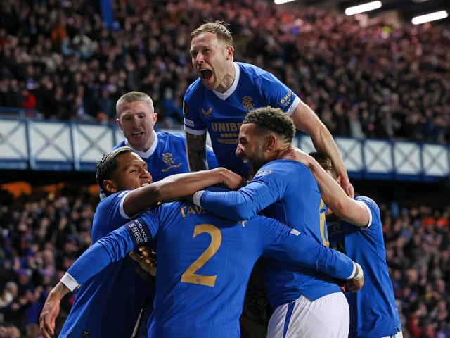 Rangers celebrate making it 2-2 on the night at Ibrox (Photo by Alan Harvey / SNS Group)