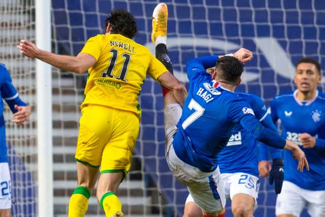 BBC pundit Michael Stewart felt Ianis Hagi's challenge on Joe Newell was 'dangerous play' and should have resulted in a penalty to Hibs (Photo by Rob Casey / SNS Group)