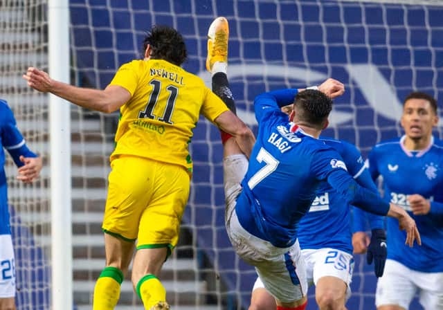 BBC pundit Michael Stewart felt Ianis Hagi's challenge on Joe Newell was 'dangerous play' and should have resulted in a penalty to Hibs (Photo by Rob Casey / SNS Group)
