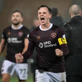Hearts' Lawrence Shankland was made captain in Craig Gordon's absence. (Photo by Paul Devlin / SNS Group)
