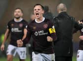 Hearts' Lawrence Shankland was made captain in Craig Gordon's absence. (Photo by Paul Devlin / SNS Group)