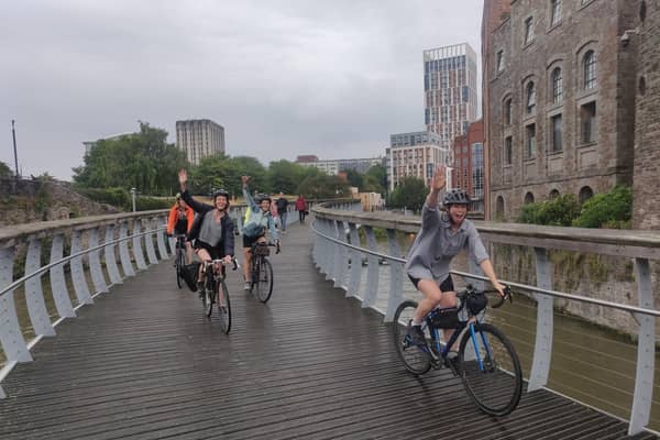 Tired but elated, the group reach the end of their marathon cycle
(Pic: Joe Bourdillon-Schicker)