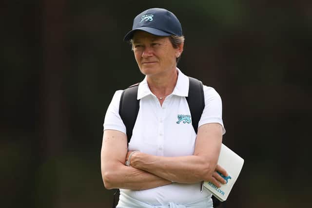 GB&I captain Catriona Matthew pictured during a practice round prior to the Curtis Cup at Sunningdale. Picture: Oisin Keniry/R&A/R&A via Getty Images.