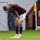 Hearts' Frankie Kent at full time after the match against Kilmarnock at Tynecastle.