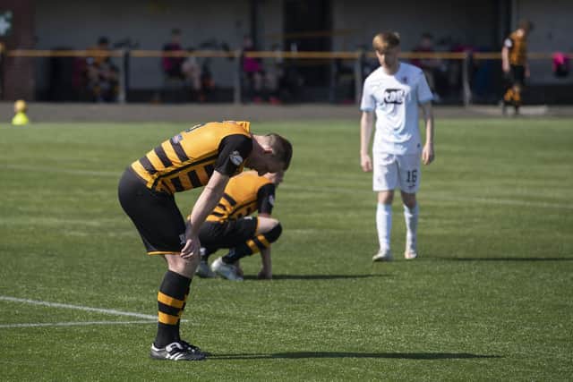 Alloa's Steven Hetherington can't hide his dejection after the Wasps' relegation was confirmed.