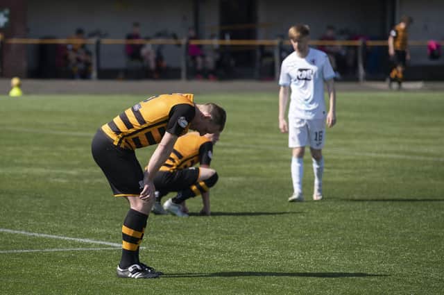 Alloa's Steven Hetherington can't hide his dejection after the Wasps' relegation was confirmed.