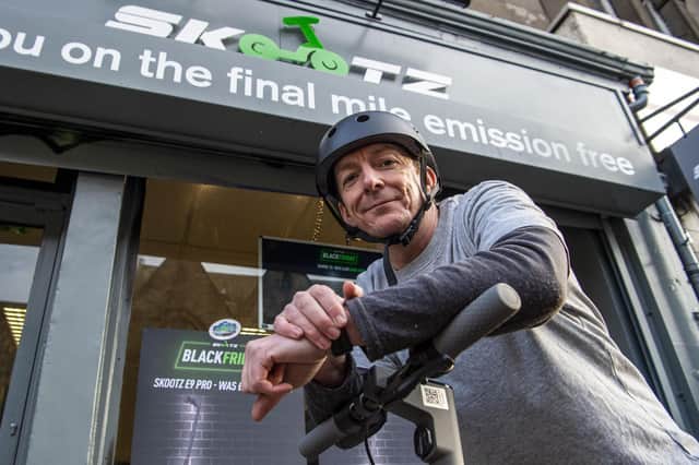 Mark Bain sold his house to launch Skootz, his new e-scooter business based on Edinburgh's Easter Road
Mark Bain, who has just opened a new e-scooter shop on Easter Road - Skootz