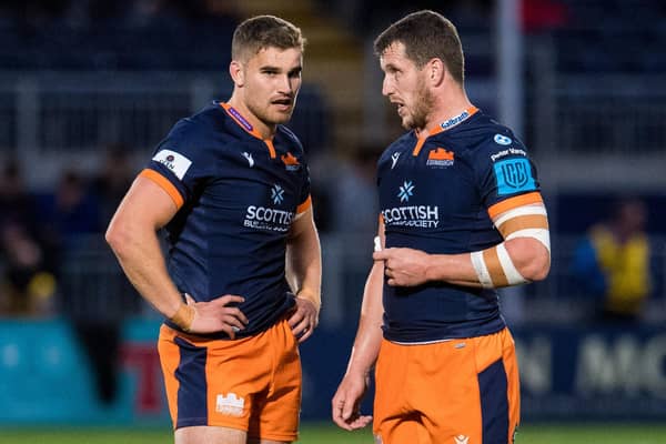 Centres James Lang (left) and Mark Bennett are contenders to play at full-back for Edinburgh this weekend. (Photo by Ross Parker / SNS Group)