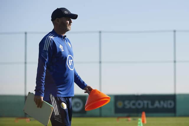 Head Coach Steve Clarke during Scotland National team's trainig session at La Finca Resort, on November 11, 2021, in La Finca, Spain. (Photo by Jose Breton / SNS Group)