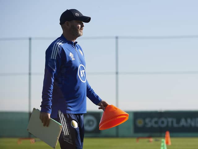 Head Coach Steve Clarke during Scotland National team's trainig session at La Finca Resort, on November 11, 2021, in La Finca, Spain. (Photo by Jose Breton / SNS Group)