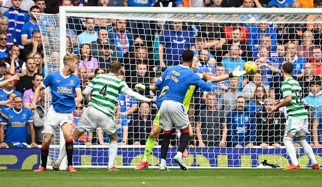 The picture that shows blame for Filip Helander's clinching goal in Rangers derby victory should not have been directed toward Carl Starfelt, with the Celtic defender clearly marking Conor Goldson and only reorientating himself to attempt to prevent his Swedish international team-mate because Helander had been dropped by another team-mate.(Photo by Rob Casey / SNS Group)