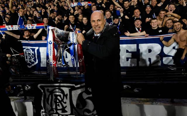 Rangers manager Phillipe Clement celebrates with the fans after Sunday's League Cup final victory over Aberdeen (Photo by Craig Williamson / SNS Group)