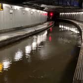 Flooding at Dalmarnock - one of a number of problems facing the rail network as it bids to get back to normal operations for the start of the week (Pic: Network Rail)