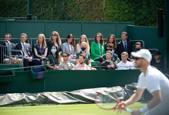 The Duchess of Cambridge was among the crowd on Court 14 for Jamie's match