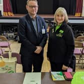 Richard Thomson MP with Fiona Cumming, Community Champion at Asda’s Dyce Store.