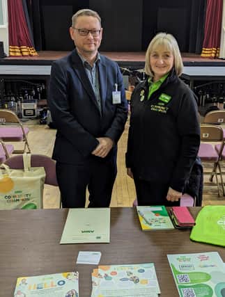 Richard Thomson MP with Fiona Cumming, Community Champion at Asda’s Dyce Store.