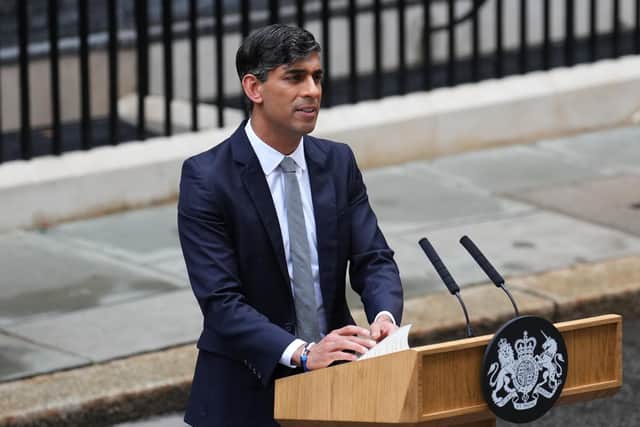 Rishi Sunak speaks to the media as he leaves 10 Downing Street following Labour's landslide election victory on July 5 (Picture: Carl Court/Getty Images)