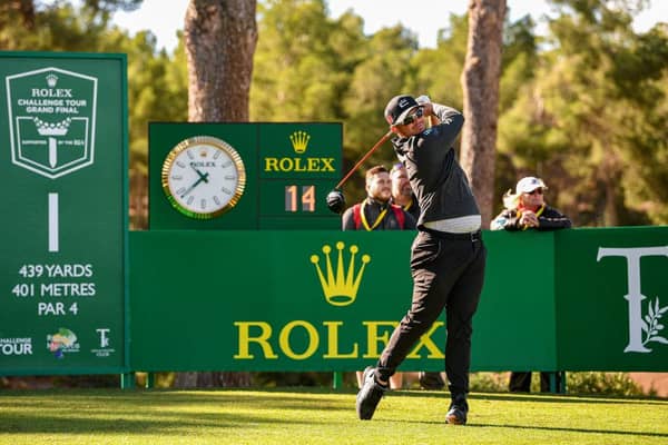 Ewen Ferguson tees off at the first in the opening round of the Rolex Challenge Tour Grand Final supported by The R&A at T-Golf & Country Club in Mallorca. Picture: Octavio Passos/Getty Images.
