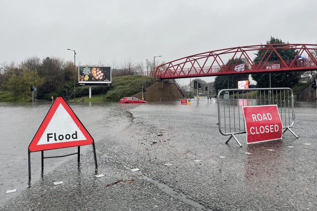 An amber weather warning in eastern Scotland has been extended as heavy rain drenches parts of the country.