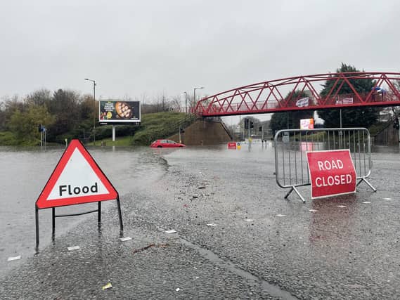 An amber weather warning in eastern Scotland has been extended as heavy rain drenches parts of the country.