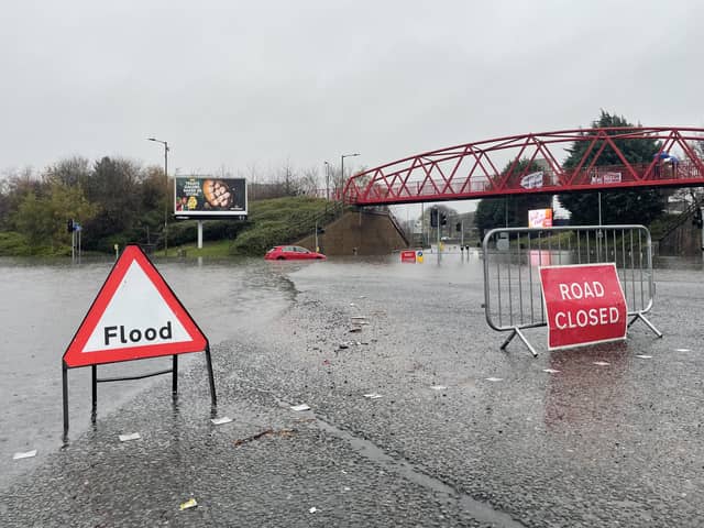An amber weather warning in eastern Scotland has been extended as heavy rain drenches parts of the country.