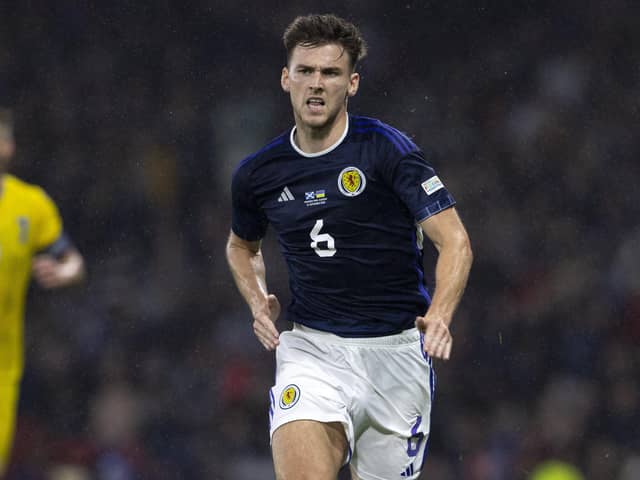 Kieran Tierney in action for Scotland during the 3-0 win over Ukraine. (Photo by Alan Harvey / SNS Group)