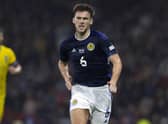 Kieran Tierney in action for Scotland during the 3-0 win over Ukraine. (Photo by Alan Harvey / SNS Group)