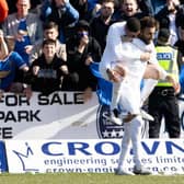 Connor Goldson, scorer of Rangers winning goal at Dens Park, celebrates with Leon Balogun at full-time. (Photo by Alan Harvey / SNS Group)