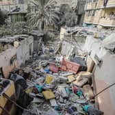 Destruction caused by Israeli air strikes in Khan Yunis, Gaza, where Israel has stepped up military operations.