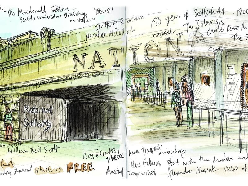 September saw the reopening of the National Galleries of Scotland after an extensive refurbishment created 10 new galleries to showcase Scottish art. I went along to the opening and created this piece featuring sketches from inside and out.