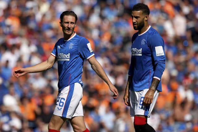 Ben Davies and Connor Goldson in action for Rangers during a cinch Premiership match between Rangers and St Johnstone at Ibrox.