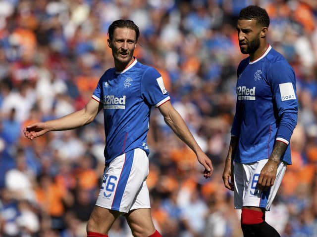 Ben Davies and Connor Goldson in action for Rangers during a cinch Premiership match between Rangers and St Johnstone at Ibrox.