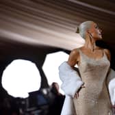 Kim Kardashian has said she was “so honoured” to be wearing a historic gown once worn by Hollywood superstar Marilyn Monroe to this year’s Met Gala. (Photo by ANGELA WEISS / AFP) (Photo by ANGELA WEISS/AFP via Getty Images)
