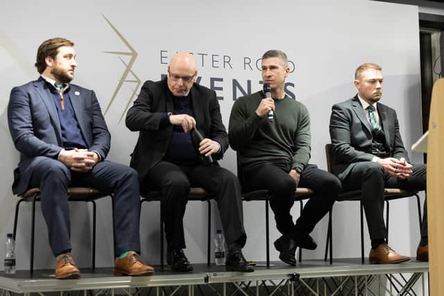 Director Ian Gordon, Director of Football Brian McDermott , Manager Nick Montgomery and  Chief Operating Officer Ben Kensell during the Hibs AGM.
