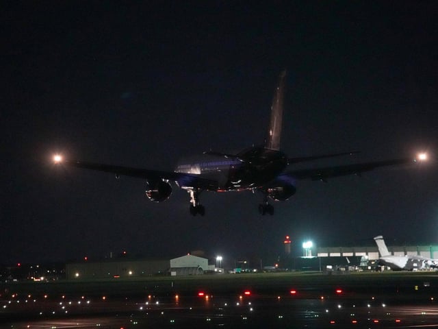 The plane carrying Nazanin Zaghari-Ratcliffe arrives at Brize Norton, Oxfordshire, after she was freed from detention by Iranian authorities. Picture date: Wednesday March 16, 2022.