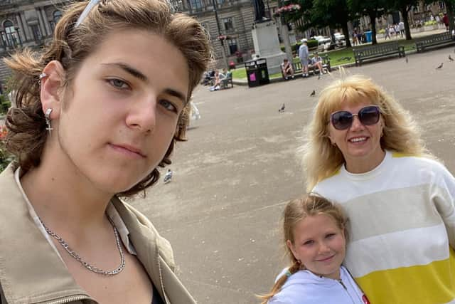 Luba Kolomenska, her eight-year-old daughter Sofia and 18-year-old son Oleksandr, are now in Glasgow.