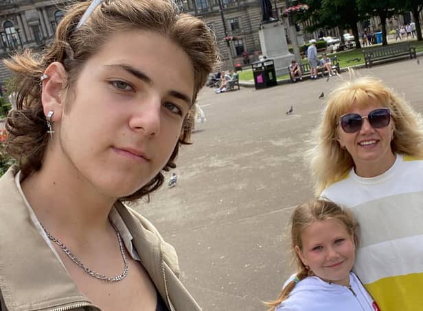 Luba Kolomenska, her eight-year-old daughter Sofia and 18-year-old son Oleksandr, are now in Glasgow.