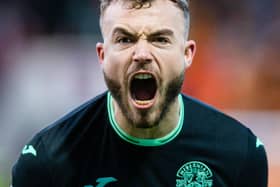 MOTHERWELL, SCOTLAND - JANUARY 08: Hibernian's Ryan Porteous celebrates at full time during a cinch Premiership match between Motherwell and Hibs at Fir Park, on January 08, 2023, in Motherwell, Scotland. (Photo by Mark Scates / SNS Group)