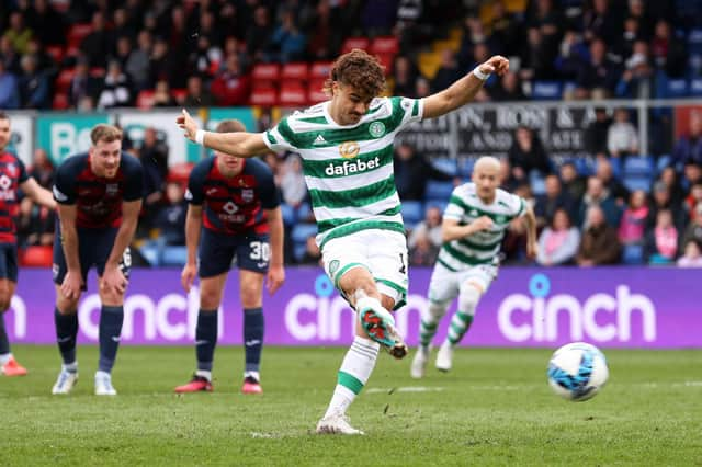 Jota puts Celtic in front from the penalty spot against Ross County.