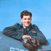 Alastair ‘Sandy’ Gunn leaning on the tail of Spitfire R7056 in November 1941. PIC: Gunn Family.