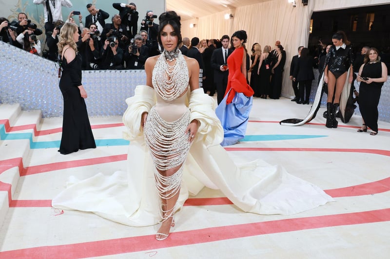 After a controversial look last year, Kim Kardashian attends The 2023 Met Gala Celebrating "Karl Lagerfeld: A Line Of Beauty".