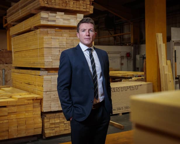 David Crawford in the Deeside Timberframe factory in Stonehaven. (Photo: Ross Johnston/Newsline Media)