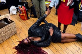 A scene from Stuart Laws' documentary The Debuts, which follows comedians Sikisa, Amy Gledhill, Anthony DeVito, Lily Phillips and Josh Jones over the course of the 2022 Edinburgh Fringe.