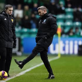 Hibs manager Lee Johnson on the touchline during the 4-1 defeat to Rangers. (Photo by Mark Scates / SNS Group)